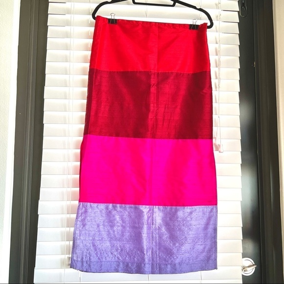 πββοΈBeautiful Bebe Silk Pink Color Block Low-Rise Maxi Skirt!       Sz Xs πββ¦ - Picture 9 of 14
